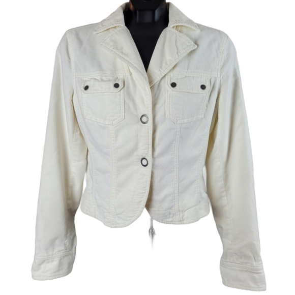 MEXX Jacket White Cropped Snap Closure Size 10 - Picture 1 of 13